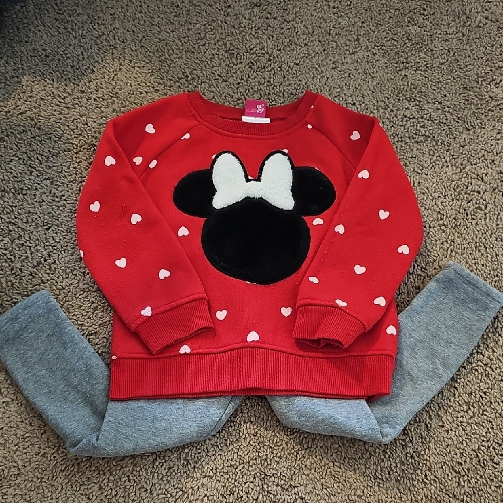 Minnie Mouse Red Sweatshirt and Gray Fleece Pants